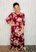 Amanda Burgundy & Floral Dress