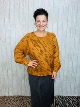 Distressed Camel Colored Leopard Fashion Sweater