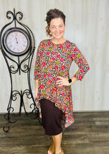 Dramatic High-Low Tunic - Leopard and Flowers