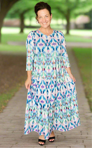 Tonya Marie Tiered Dress-Blue & Pink Dreams