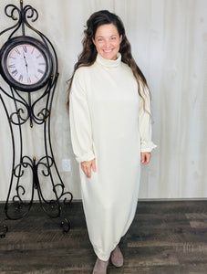 Fabulous Fall Sweatshirt Dress-Cream