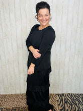 Misty Ruffle Tiered Dress-Black