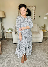 Michella High Low Dress-Black & White Paisley