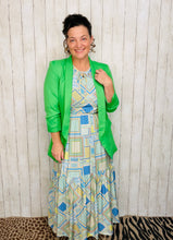 Madeline Ruched Sleeved Blazer- Green