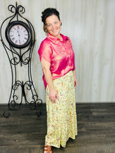 Floral Print Tiered Maxi Skirt (PLUS)- Yellow