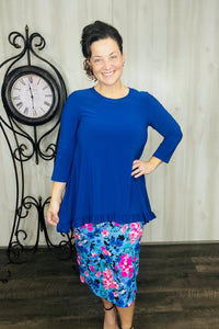 Samantha Ruffle High-Low Tunic-Royal