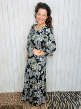 Mallory Black & Floral Square Neck Dress