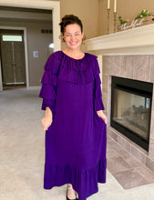Kayla Ruffle Sleeves Dress-Purple