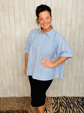 Rylee Cornflower Blue & White Striped Top