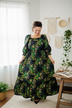 Lovely In Black & Floral- Modest Square Neckline Dress