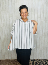 Rylee White & Black Striped Top