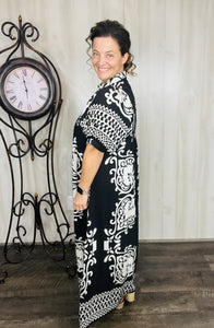 Melanie Boho Smocked Front Dress-Black