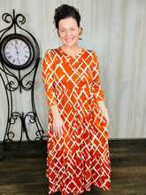 Tonya Marie Tiered Dress- Rust Abstract Print
