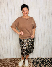 Ribbed Oversized Top- Brown