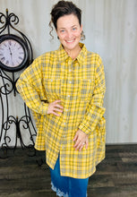 Yellow Plaid Button Front Blouse