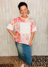 Coral & Ivory Patchwork Top