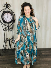 Power On The Day Dress-Teal Zebra