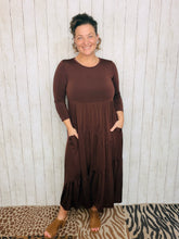 Tonya Marie Tiered Dress- Midi Length-Brown