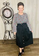 Black Pleated Button Skirt