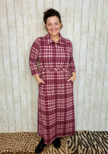 Adorable In Plaid Lounge Dress-Burgundy Plaid