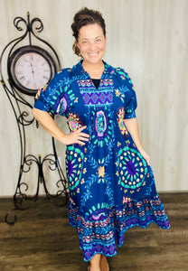Melissa Mixed Print Dress- Pink Mix or Navy Mix