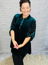 Velvet & Pearl Tunic Style- Black, Hunter Green or Navy