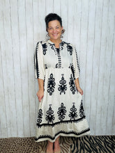 Tara Cream & Black Abstract Print Dress