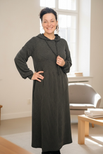 Cozy On Up Ribbed Lounge Dress- Charcoal Black