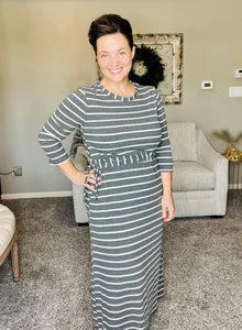 Ribbed Lounge Dress- Charcoal