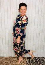 Navy & Floral Parachute/Bubble Dress