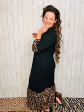 Black & Leopard Textured Dress