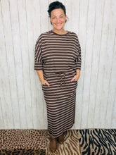Marissa Ribbed Skirt- Brown & Cream Striped