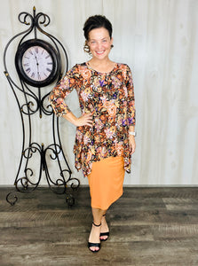 Rissa Handkerchief Tunic- Orange Floral