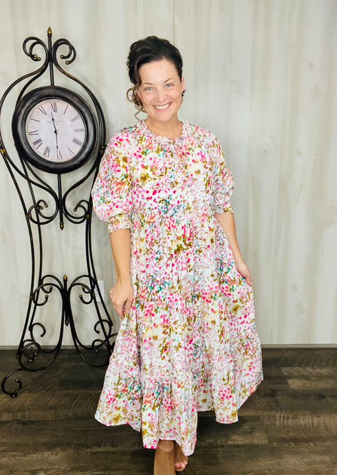 Summer Days Floral Dress- Pink Mix