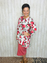 Samantha Ruffle High Low Tunic-Ivory Rose