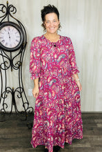 Connie Soft Paisley Dress-Dark Burgundy