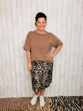 Ribbed Oversized Top- Brown