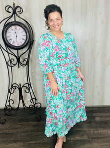 Amanda Green Floral Ruffle Dress