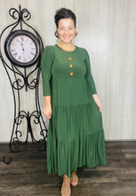 Tonya & Wood Button Dress- Olive
