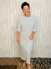 Marissa Ribbed Skirt- Blue Striped