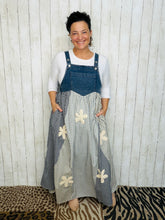 Stripes & Patchwork with Lace Appliqué Overall/Jumper Dress