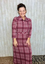 Adorable In Plaid Lounge Dress-Burgundy Plaid