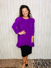 Purple Bodre Tunic- Ruffle Sleeves