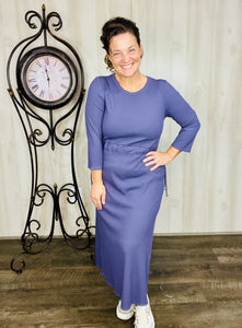 Ribbed Lounge Dress- Eggplant