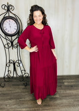 Cassie Tiered Boho Style Dress-Burgundy