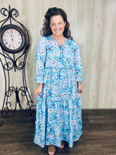 Clara Blue Peony Dress