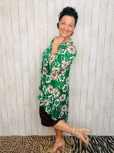 Dramatic High-Low Tunic -Green Floral