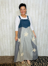 Stripes & Patchwork with Lace Appliqué Overall/Jumper Dress