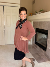 Samantha Ruffle High Low Tunic-Ribbed Brown