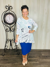 Samantha Ruffle High Low Tunic-Newspaper Print